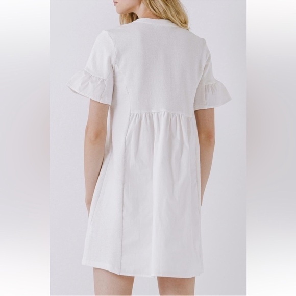 English Factory White Mixed Media Ruffle short sleeve dress size small - Picture 4 of 13